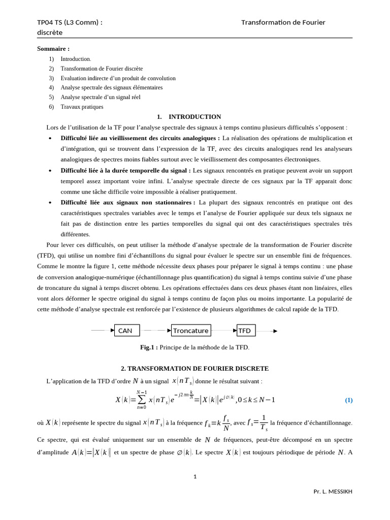 Transformation de Fourier Discrète et Analyse Spectrale | PDF ...
