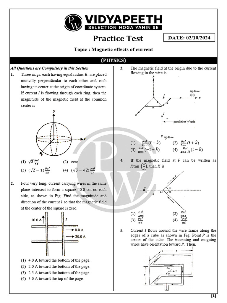 Magnetic Field from Two Wires | PDF | Magnetic Field | Force