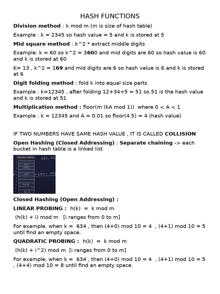 Hashing Techniques and Collision Resolution | PDF