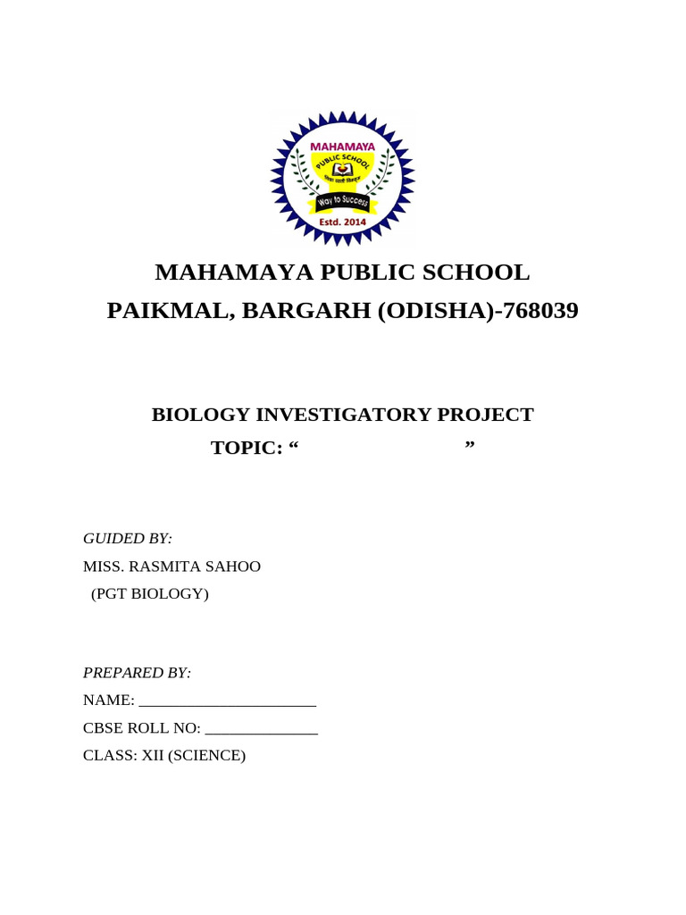 Biology Investigatory Project Guide | PDF