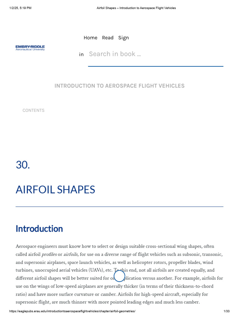 Airfoil Shapes - Introduction To Aerospace Flight Vehicles | PDF ...