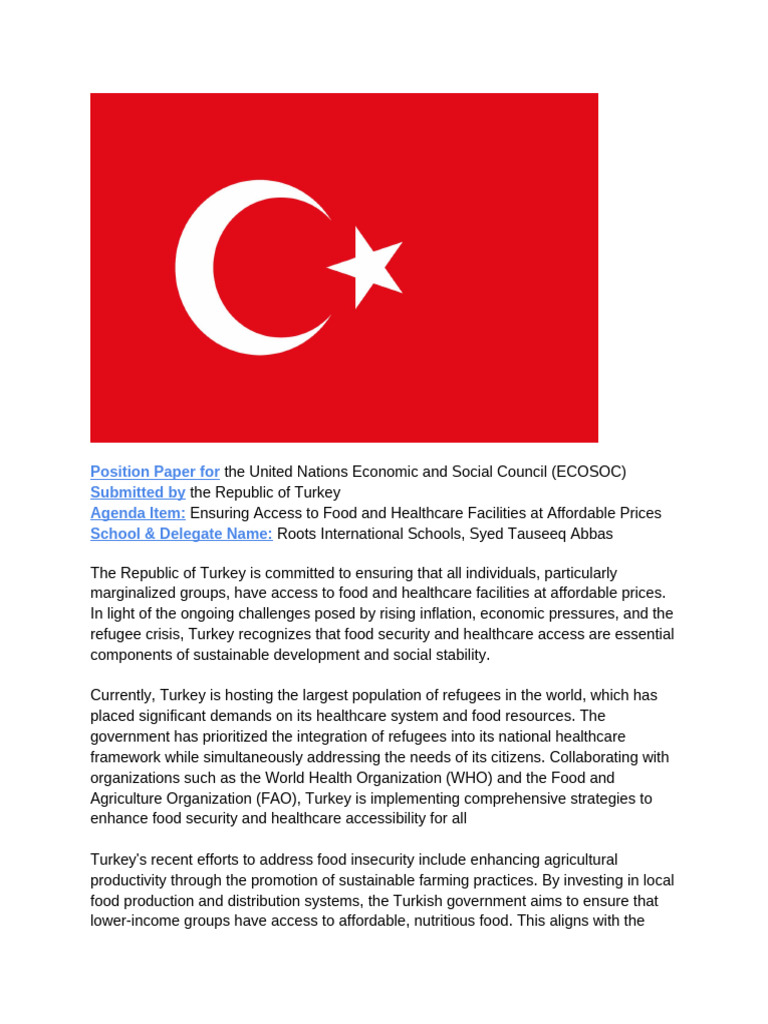 Turkey's Commitment to Food and Healthcare Access | PDF | Food Security ...