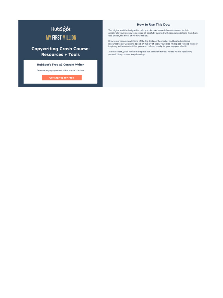 HubSpot - MFM's Resources and Tools For Better Copywriting | PDF ...