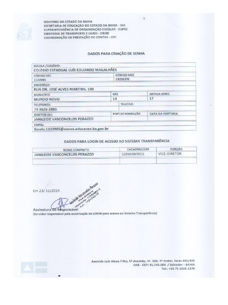 Formulário Criação de Senha | PDF