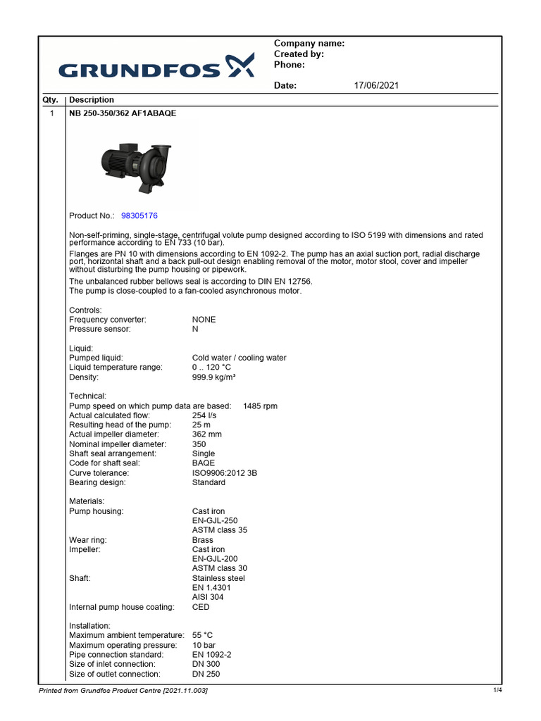 NB 250-350362 Af1abaqe | PDF | Pump | Mechanical Engineering