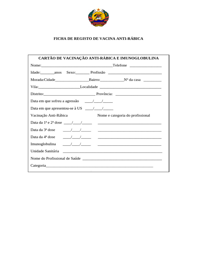 Registro de Vacinação Antirrábica | PDF