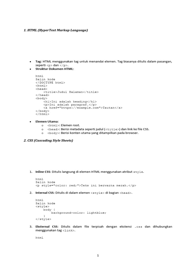 Konsep Dasar HTML Dan CSS | PDF