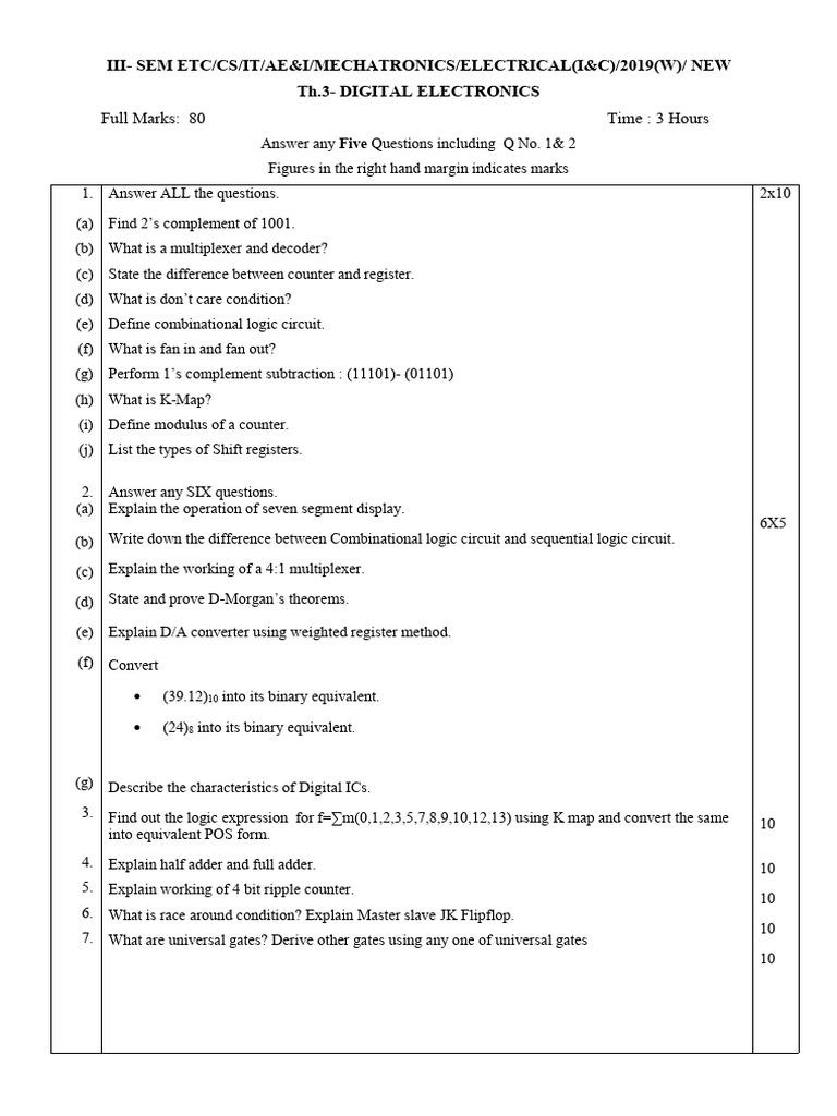 Th3DE - DigitalElectronics - New Syllabus (2018) | PDF | Digital ...