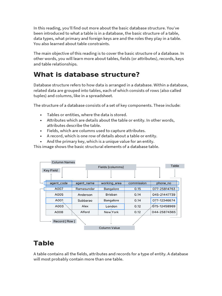 Understanding Basic Database Structure | PDF | Table (Database) | Databases
