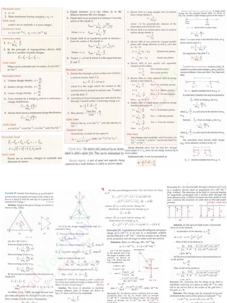 Class 12 CH 1 Electric Charge and Field. | PDF