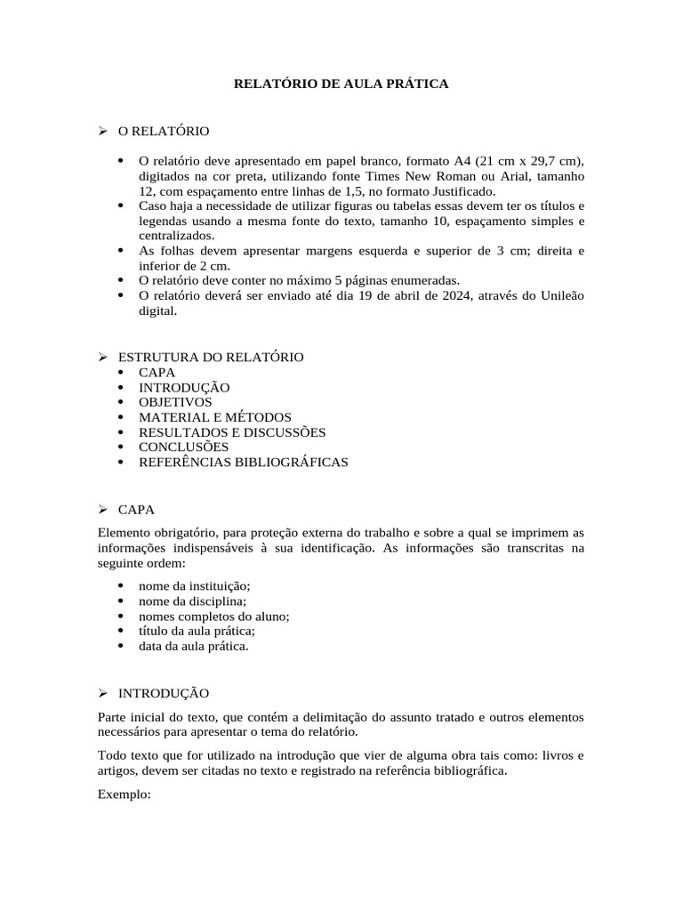 Guia para Relatório de Aula Prática | PDF