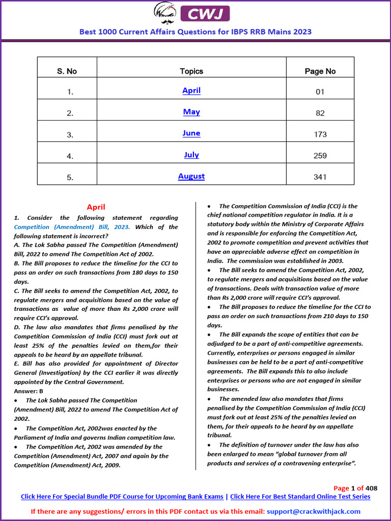 Top 1000 Current Affairs Questions For IBPS RRB Mains | PDF | Nato
