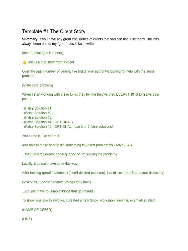 Evergreen Client Story Templates | PDF