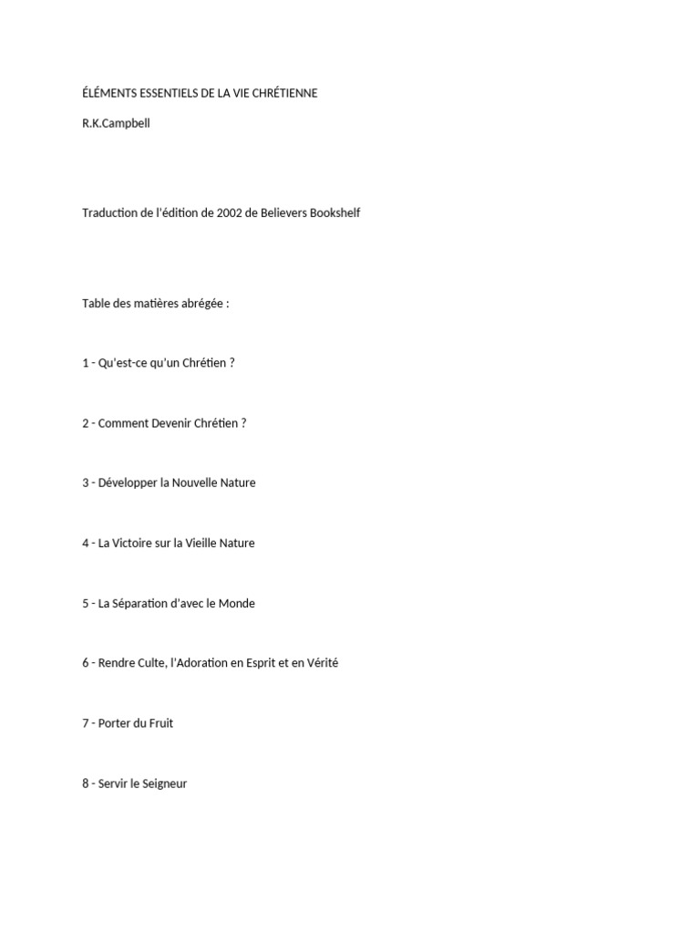 5 Essentiels de la Vie Chrétienne | PDF | Épître aux Romains | Dieu
