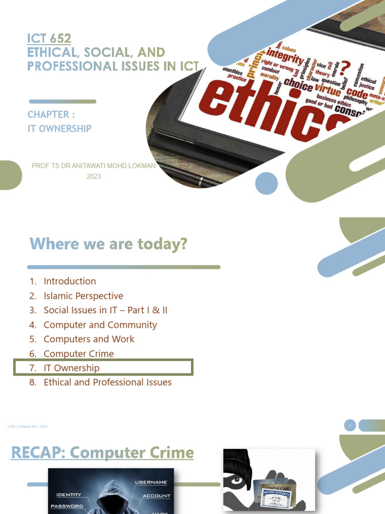 Ict652 - Chapter 7 It Ownership | PDF | Copyright Infringement | Copyright