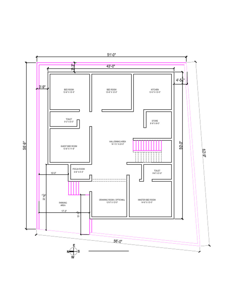 Ground Floor Plan (Option-1) | PDF | Room | Residential Buildings