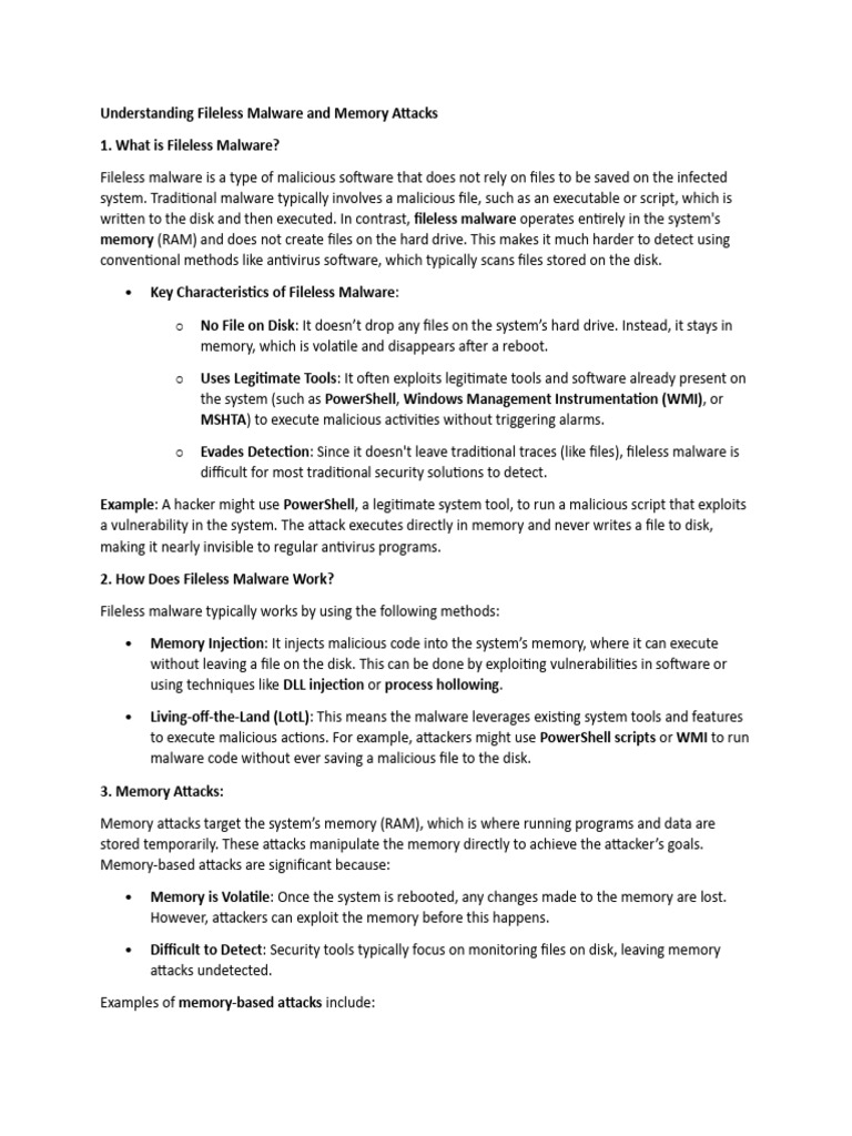 Fileless Malware: Detection and Mitigation | PDF | Malware | Security