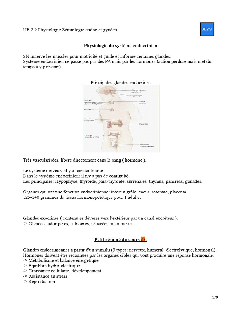 Physiologie du Système Endocrinien | PDF | Hormone | Thyréostimuline