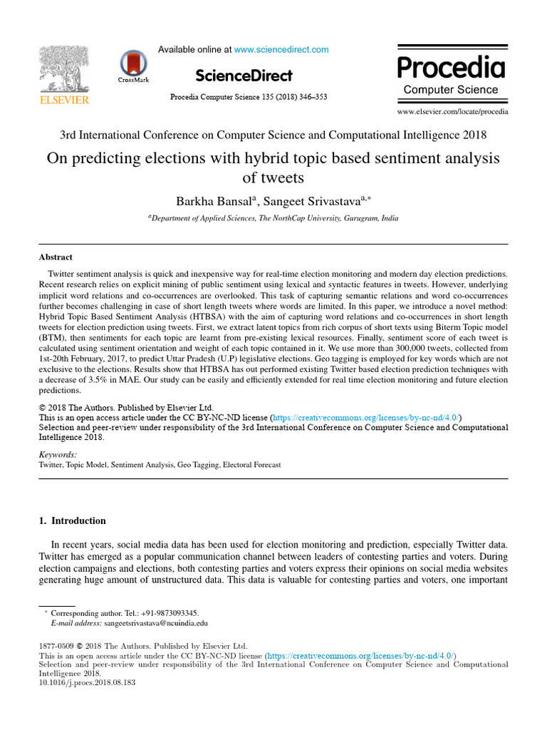 Hybrid Sentiment Analysis for Elections | PDF