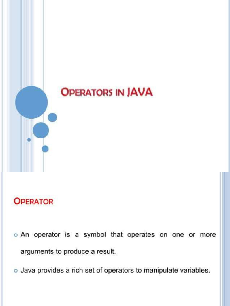 Operators in Java | PDF