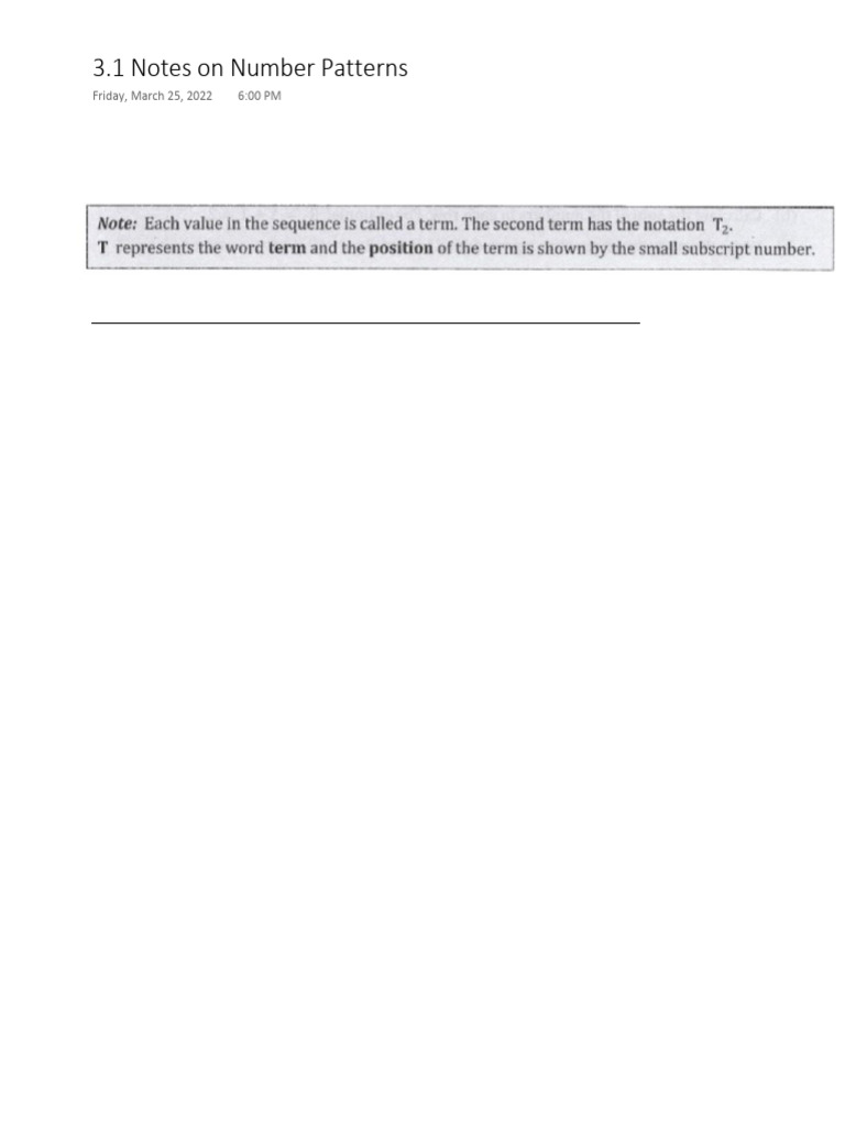 3.1 Notes on Number Patterns | PDF
