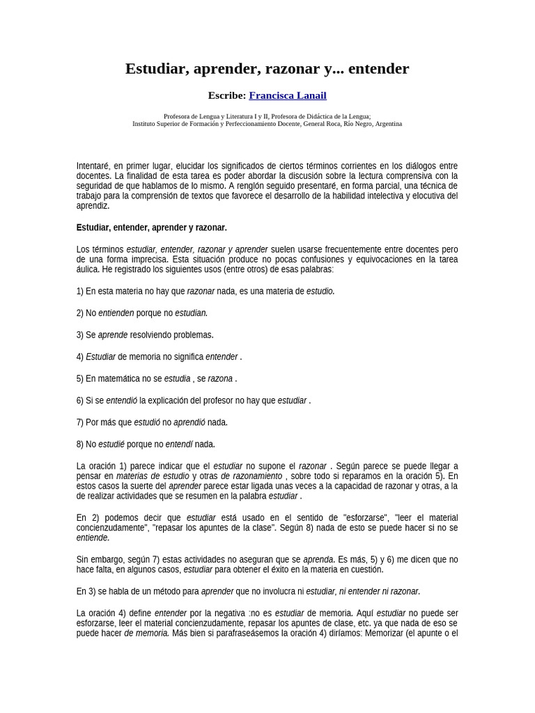 Aprender a Razonar y Estudiar | PDF | Experiencia | Pensamiento
