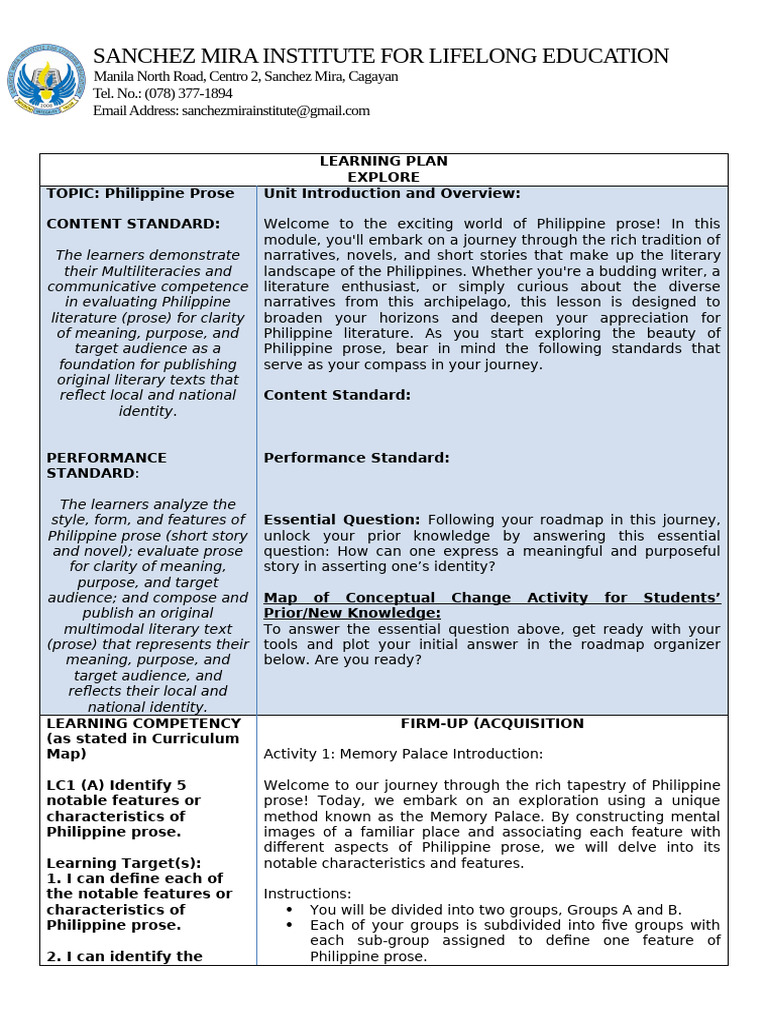 LEARNING-PLAN-template | PDF | Narrative | Cognition