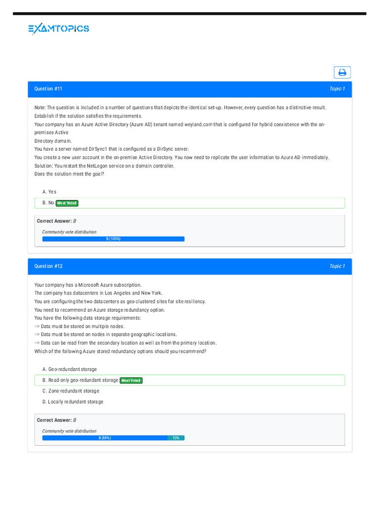 Azure Exam AZ-104 Question Insights | PDF | Active Directory | Virtual ...