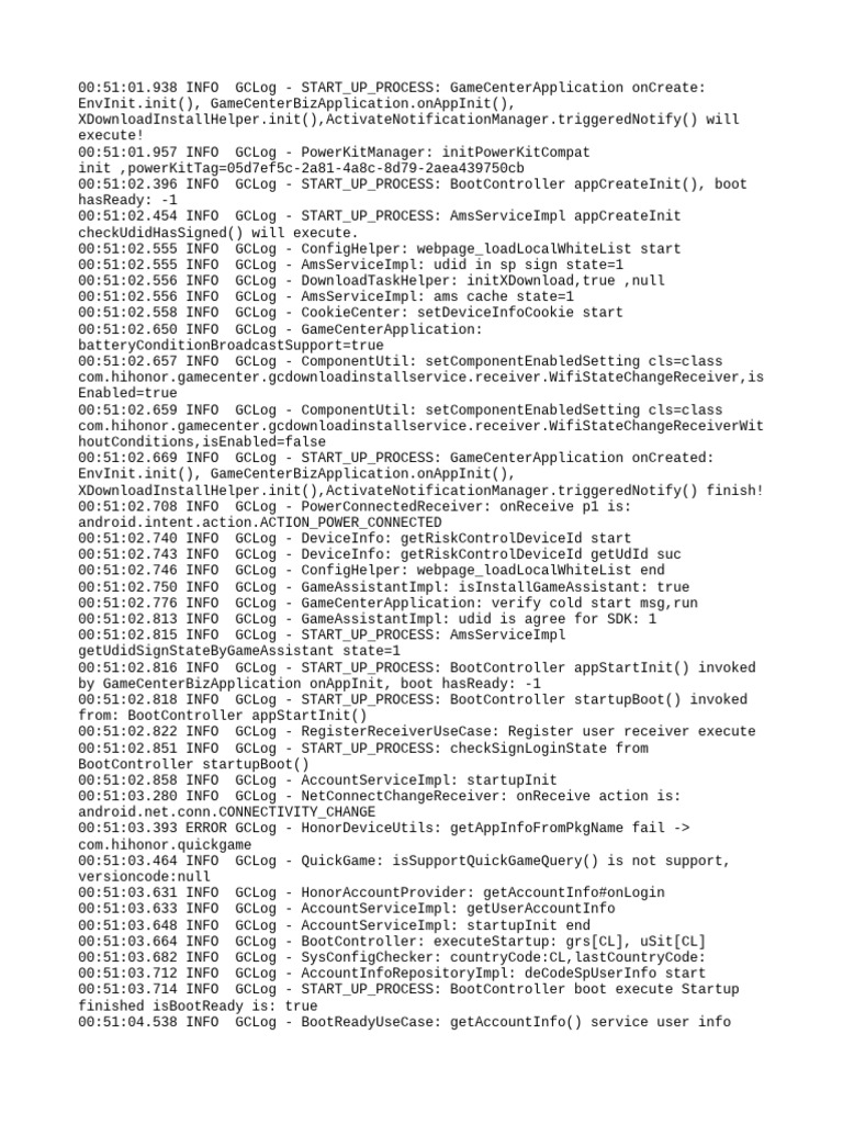 GameCenter Application Startup Log | PDF | Software Engineering | Web ...