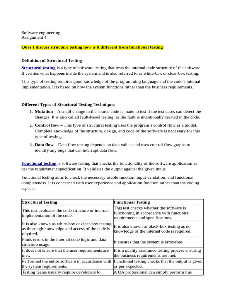 Se Assignment4 | PDF | Software Testing | Engineering