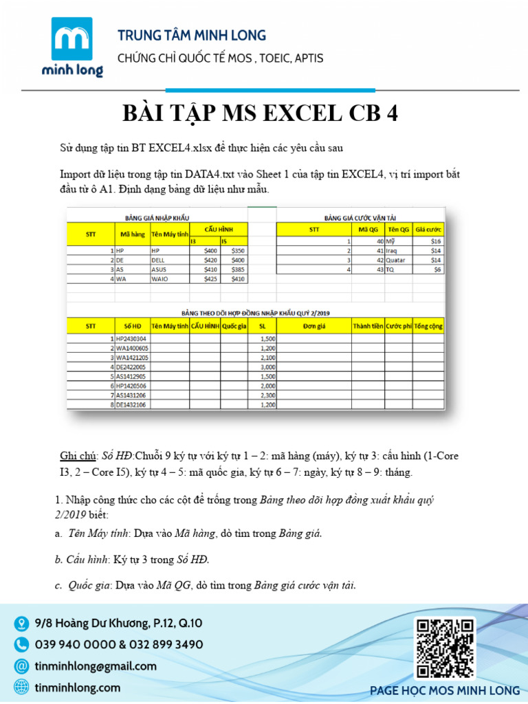 BÀI TẬP EXCEL 4 | PDF