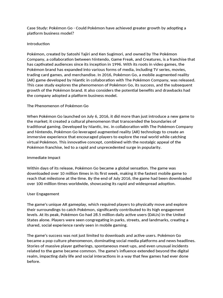 Pokémon Go: A Case Study in Growth | PDF | Pokémon | Pokémon Go