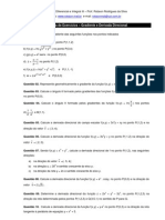 8ª Lista de Exercícios - Gradiente e derivada direcional