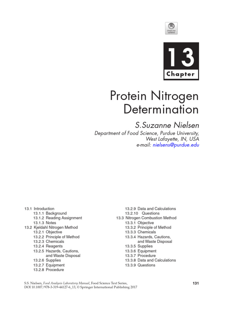 Protein Nitrogen Analysis Methods | PDF | Chemical Compounds | Chemical ...