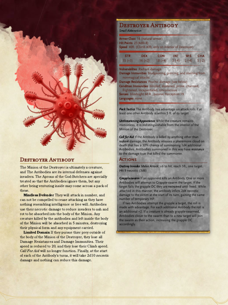 Destroyer Antibody: D&D Creature Guide | PDF
