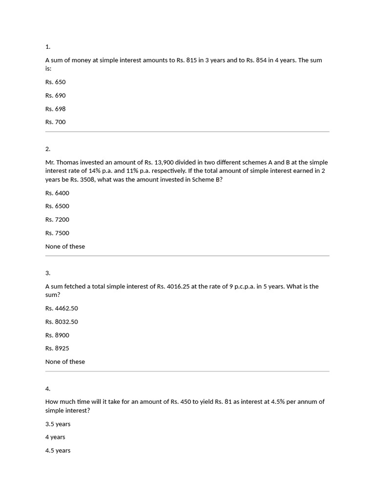 Simple Interest | PDF | Interest | Banking