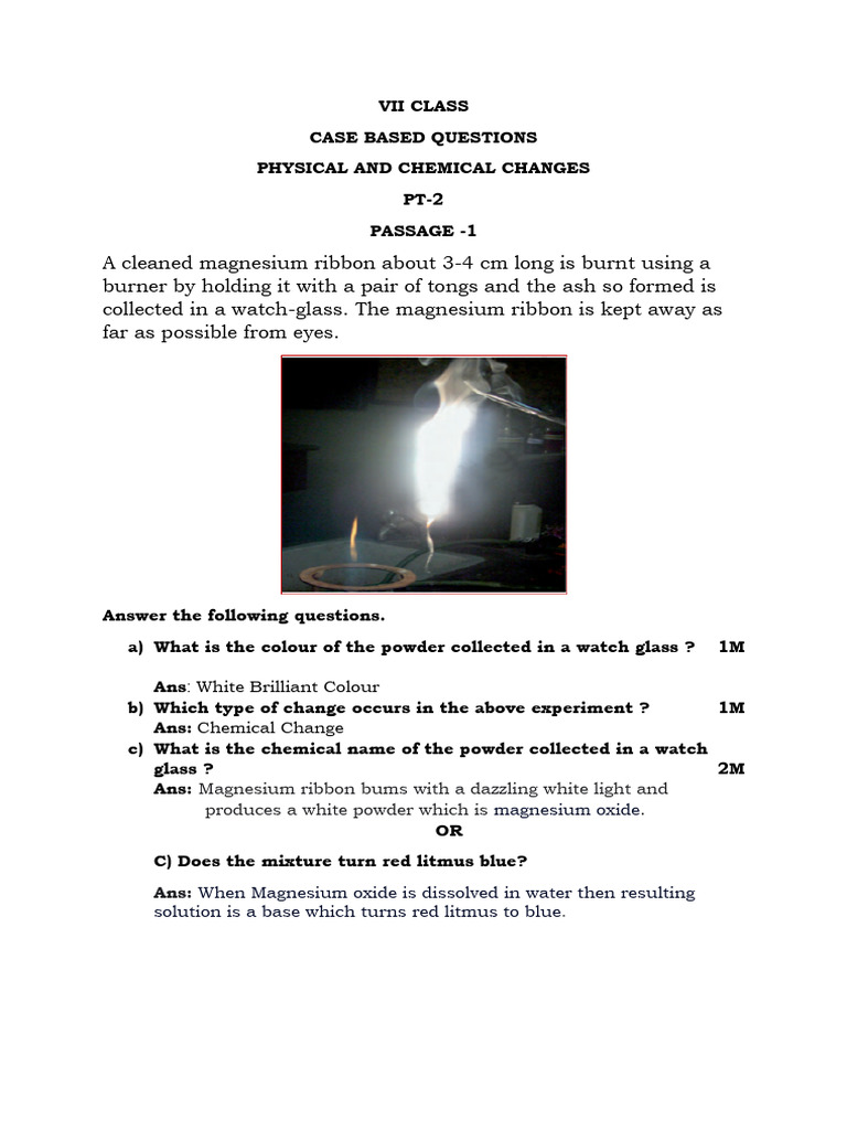 Case Study: Physical & Chemical Changes | PDF | Sodium Bicarbonate ...