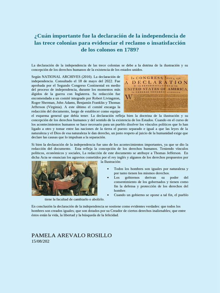 Impacto de la Independencia de 1776 | PDF | Declaración de ...