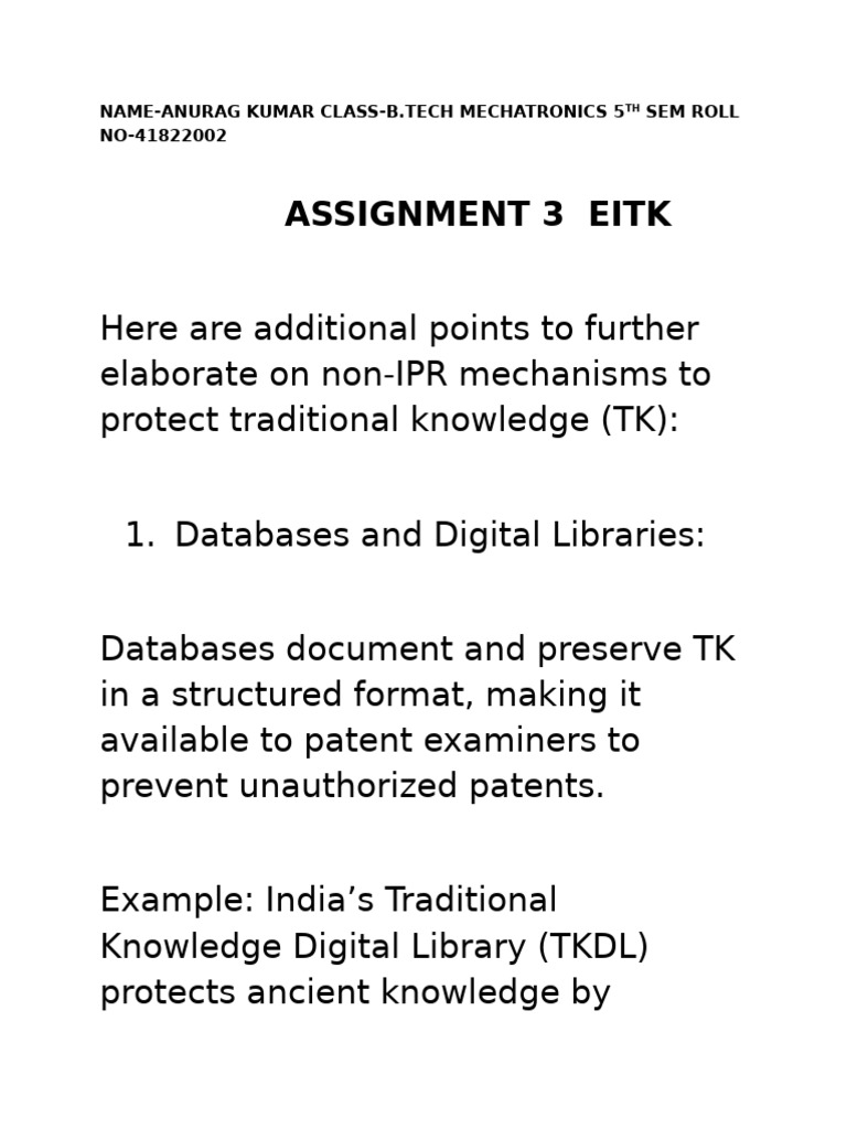 Eitk Assignment 3 (1) Anurag Kumar | PDF | Traditional Knowledge