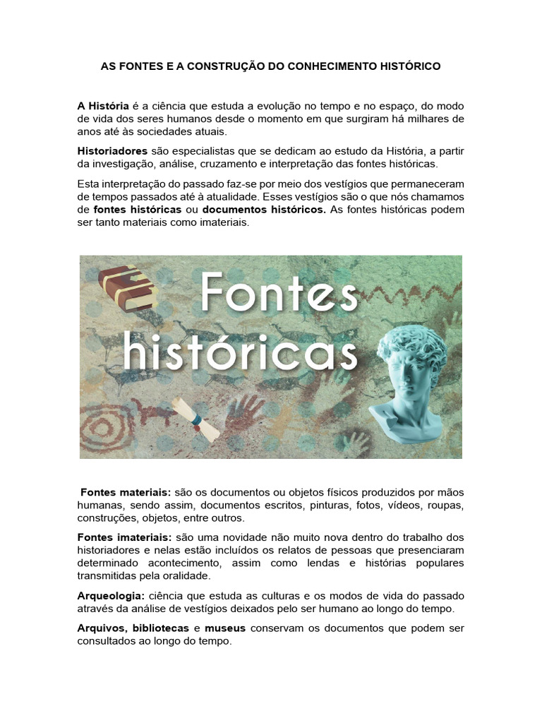 Fontes Históricas e Conhecimento Histórico | PDF