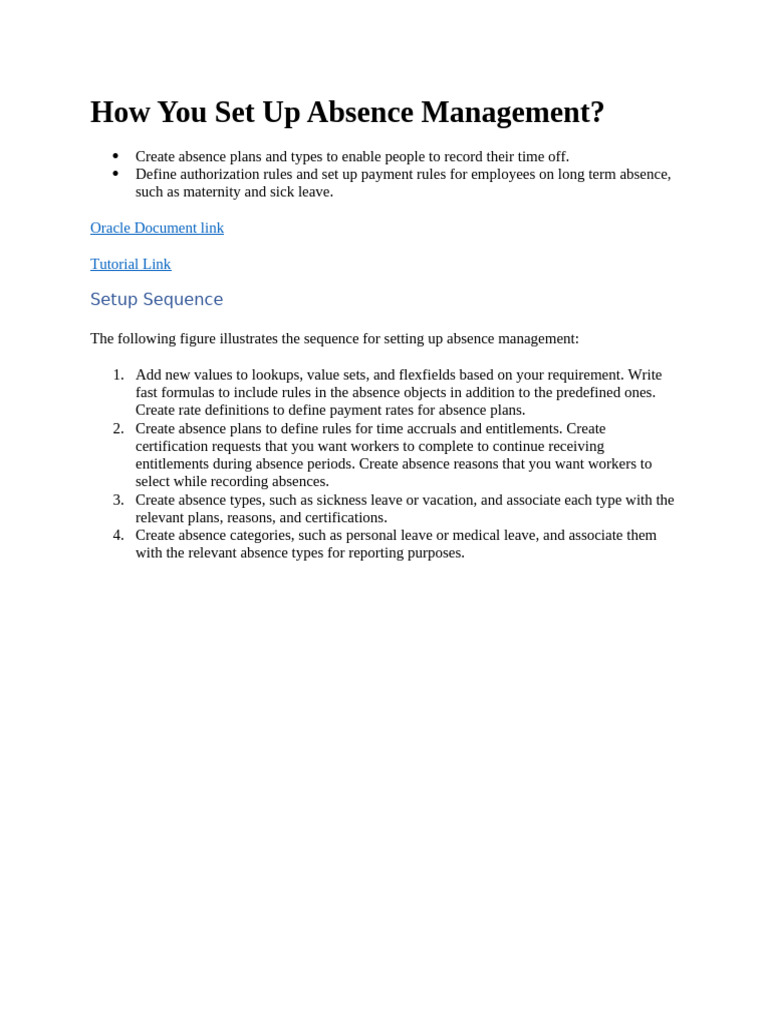 Absence Management Implementation Step by Step | PDF