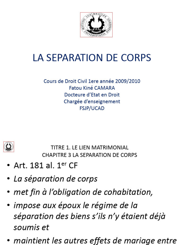 Séparation de corps en droit civil | PDF | Mariage | Divorce