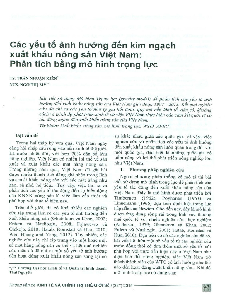 Bai Doc Ve Mo Hinh Trong Luc Trong Kinh Te Quoc Te | PDF