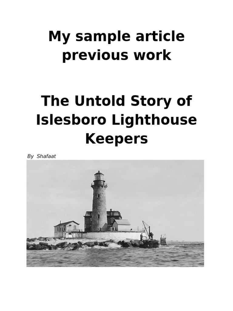 My Sample Article Previous Work | PDF | Lighthouse