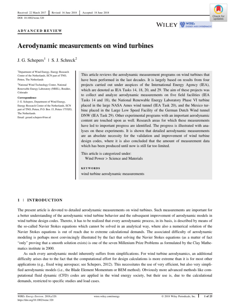 Aerodynamic Measurements in Wind Turbines | PDF | Lift (Force) | Wind ...