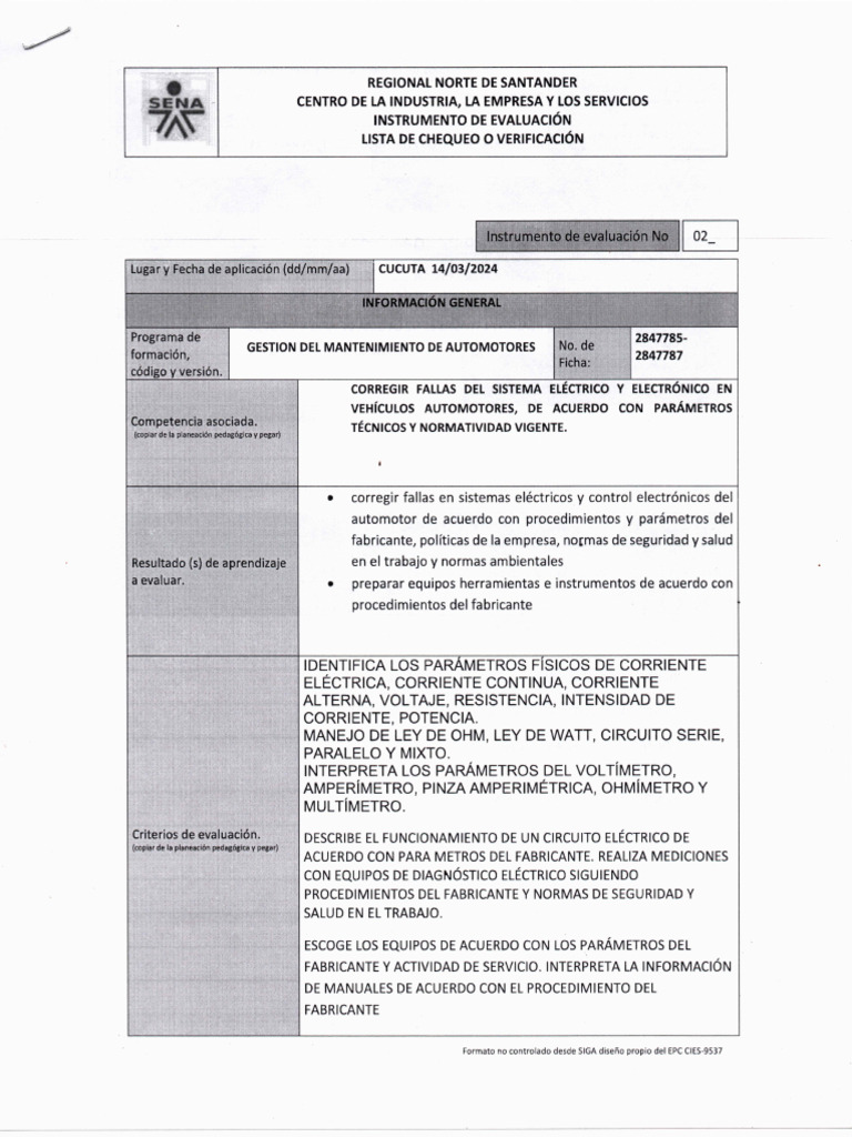 Jose Roa Instrumento de Evaluacion | PDF