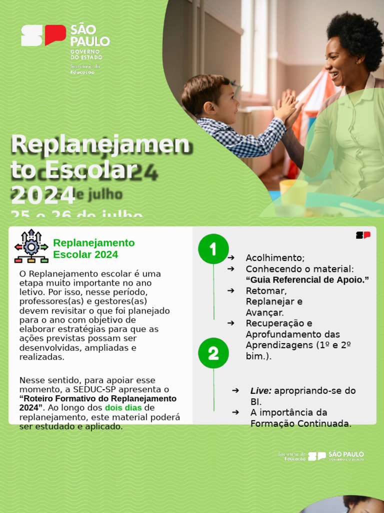 Replanejamento Escolar 2024: Guia e Ações | PDF | Pedagogia | Aprendizado