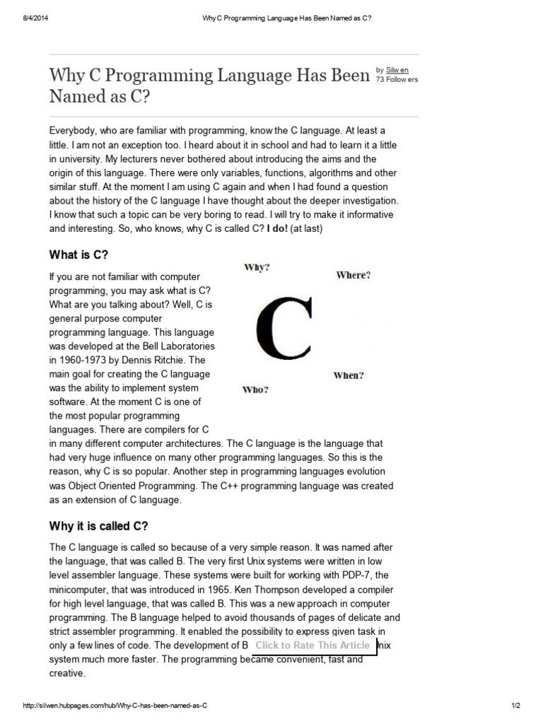 Why C Programming Language Has Been Named as C | PDF | Computer ...