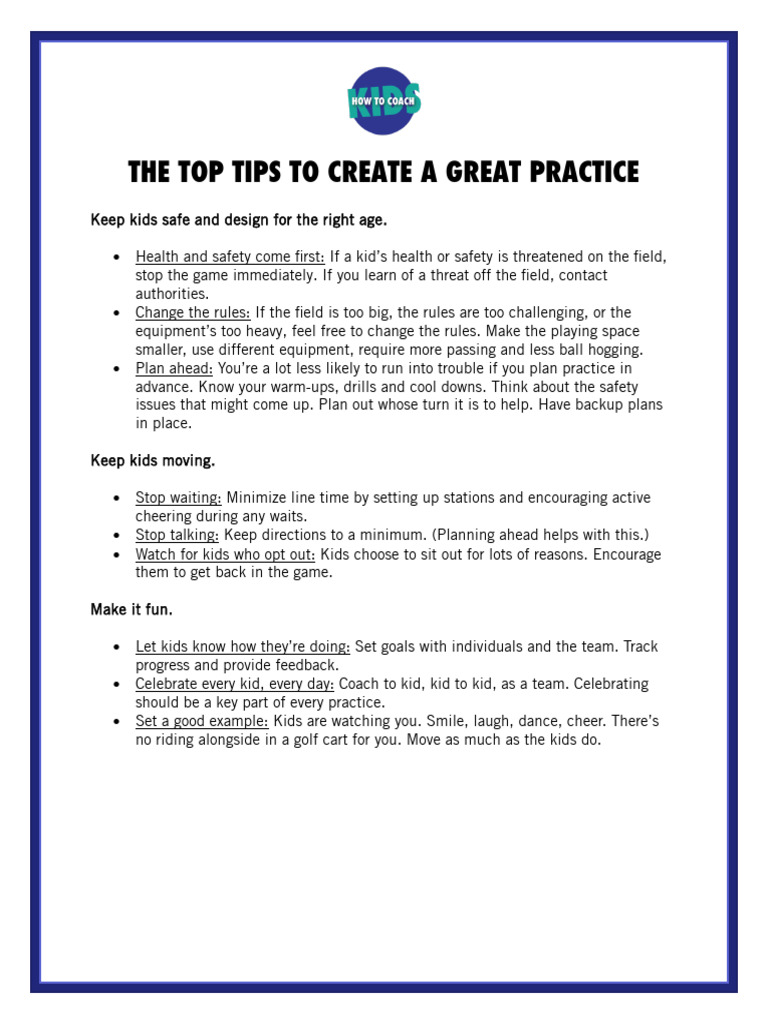 The Top Tips To Create A Great Practice | PDF