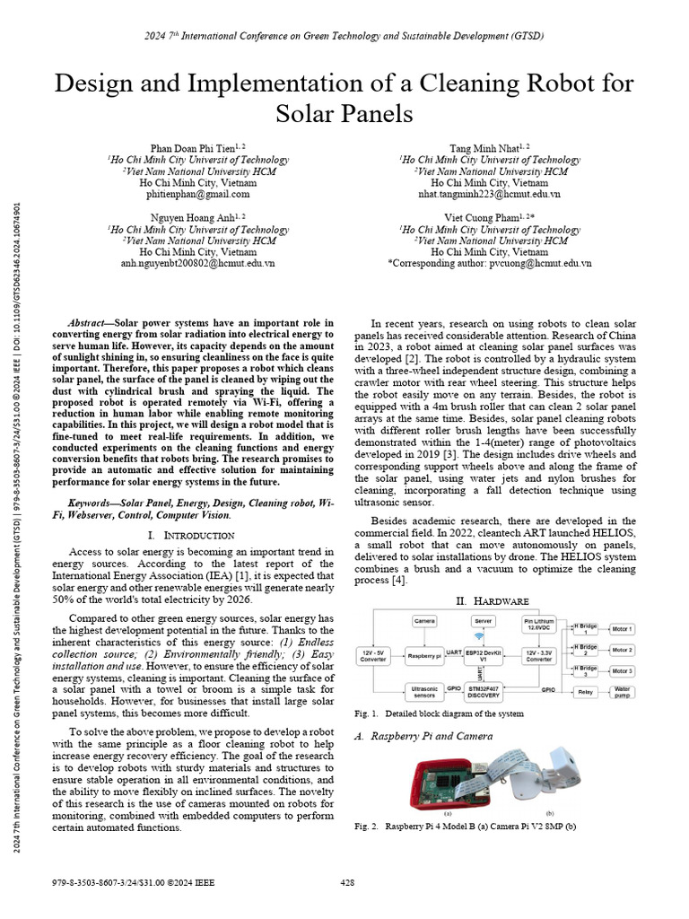 Design and Implementation of a Cleaning Robot for Solar Panels | PDF ...